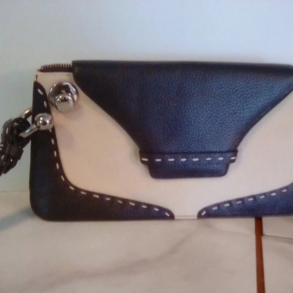 BCBGMaxAzria Black and Cream Clutch with Elegant Design